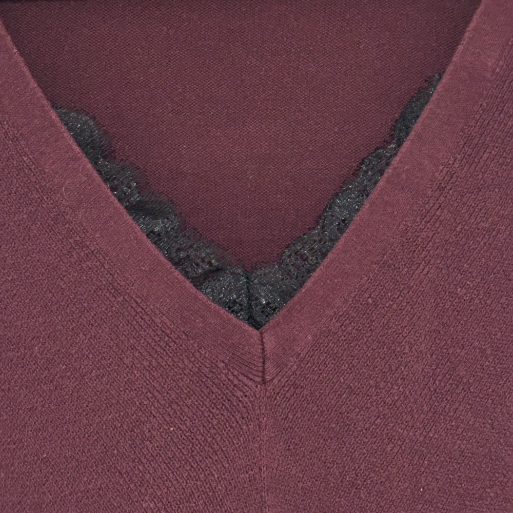 Torrid Burgundy V-Neck Lace Tunic - Picture 3 of 7